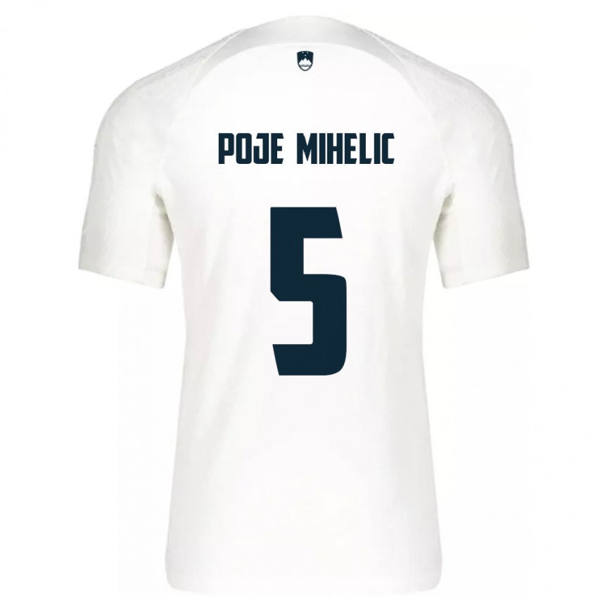 Women Football Slovenia Naja Poje Mihelič #5 White Home Jersey 24-26 T-Shirt Canada