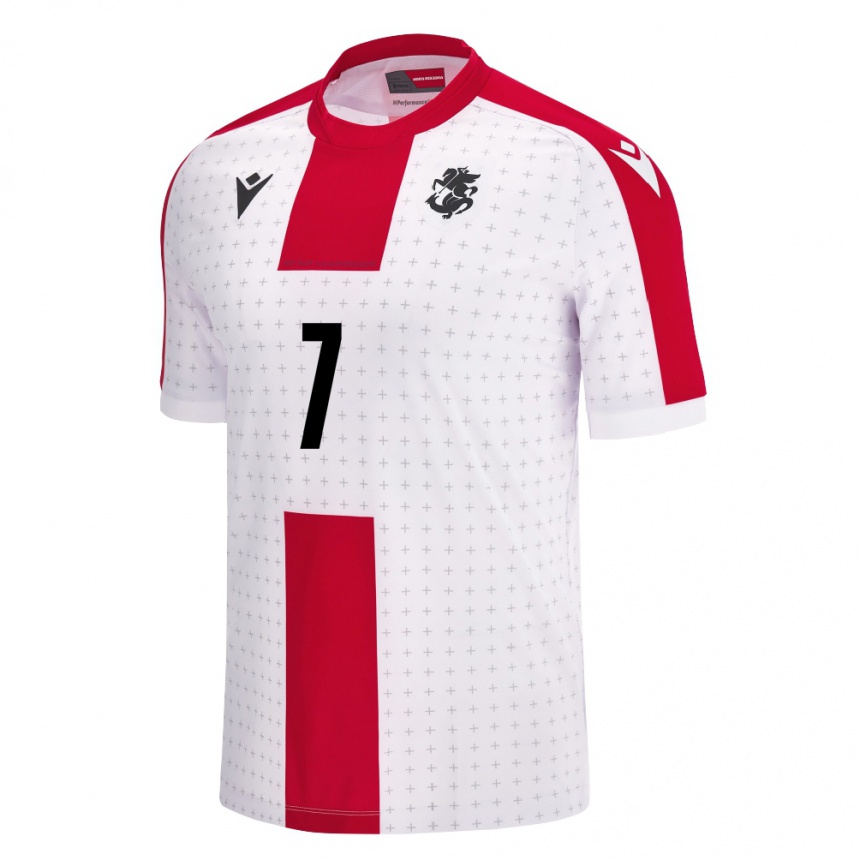 Women Football Georgia Khvicha Kvaratskhelia #7 White Home Jersey 24-26 T-Shirt Canada