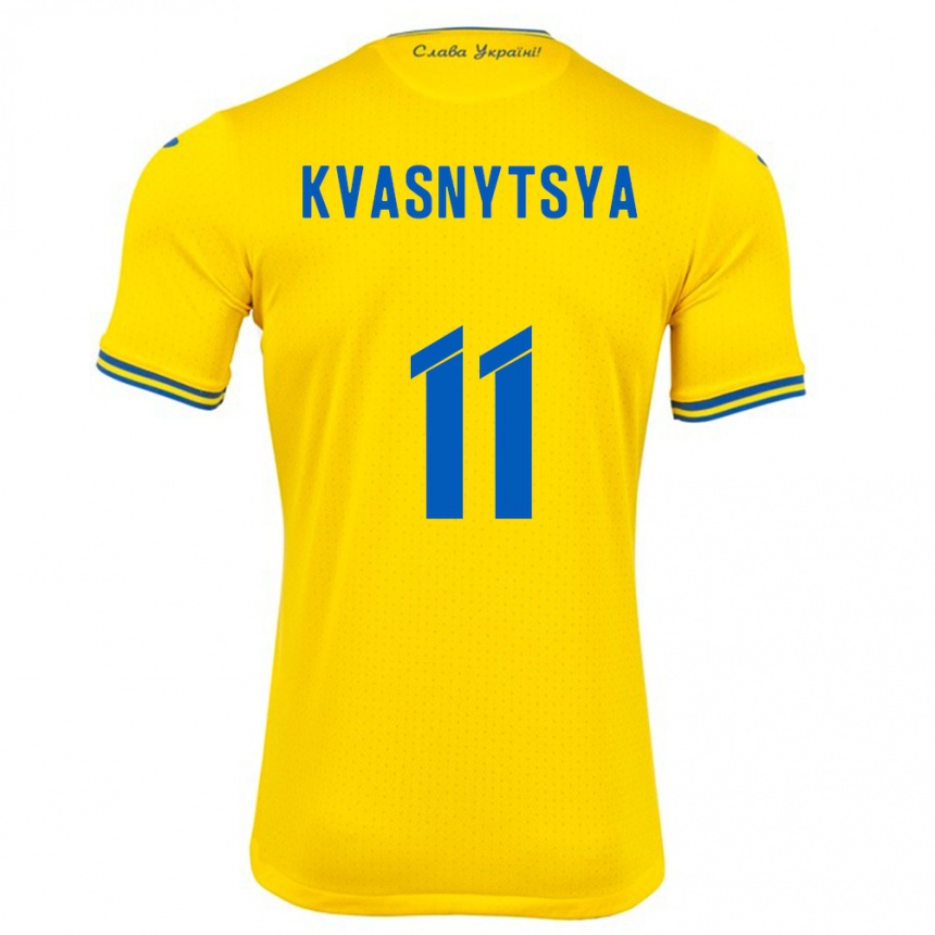 Women Football Ukraine Ilya Kvasnytsya #11 Yellow Home Jersey 24-26 T-Shirt Canada