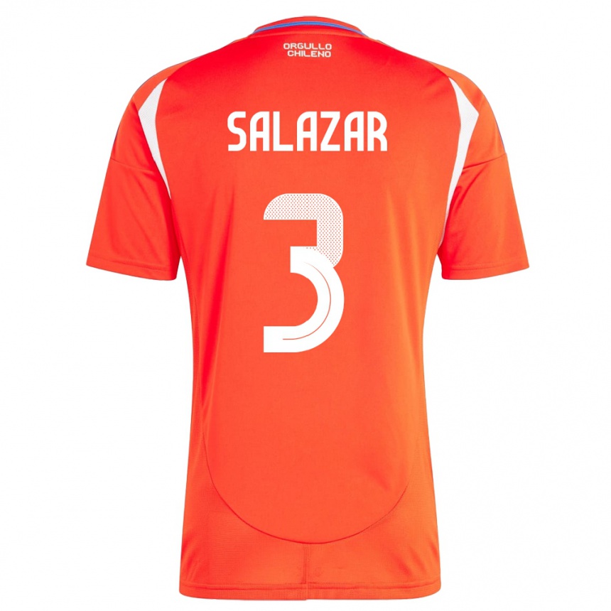 Women Football Chile Yahir Salazar #3 Red Home Jersey 24-26 T-Shirt Canada