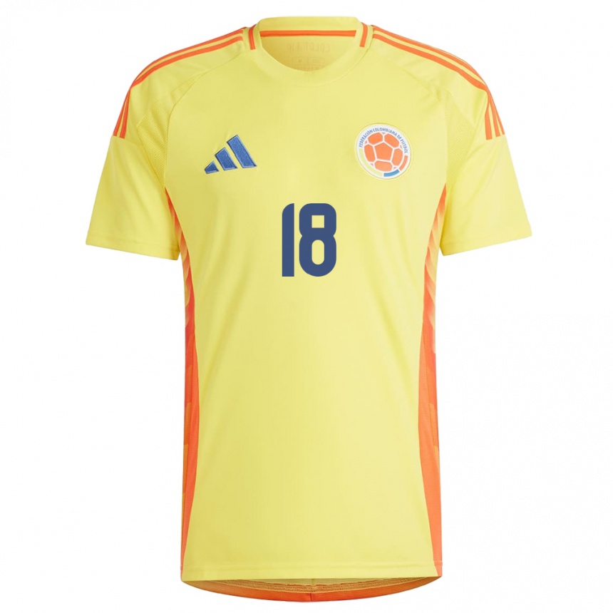 Women Football Colombia Jhon Echavez #18 Yellow Home Jersey 24-26 T-Shirt Canada