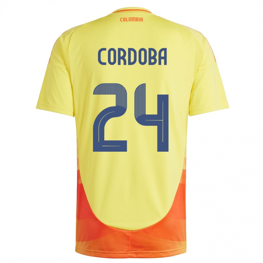 Women Football Colombia Jhon Córdoba #24 Yellow Home Jersey 24-26 T-Shirt Canada