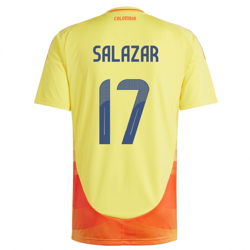 Women Football Colombia Andrés Salazar #17 Yellow Home Jersey 24-26 T-Shirt Canada