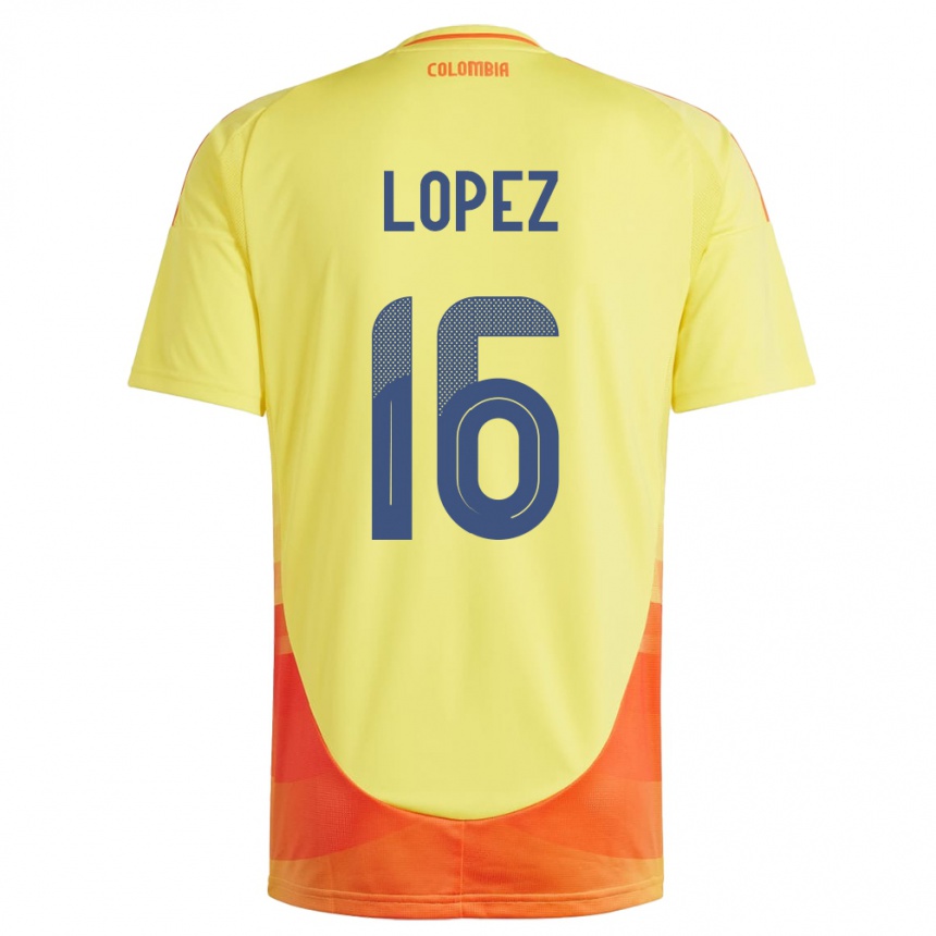 Women Football Colombia William López #16 Yellow Home Jersey 24-26 T-Shirt Canada