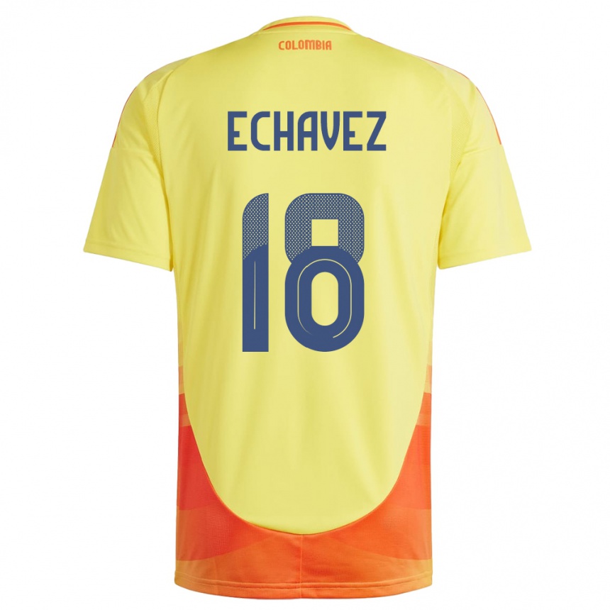 Women Football Colombia Jhon Echavez #18 Yellow Home Jersey 24-26 T-Shirt Canada