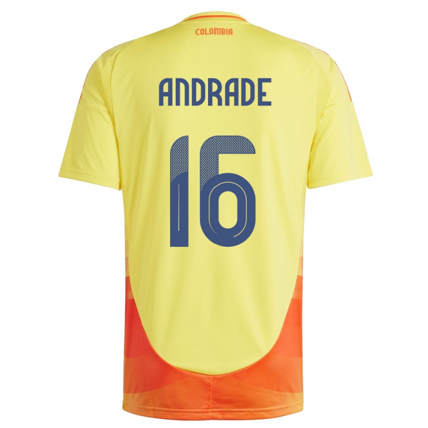 Women Football Colombia Lady Andrade #16 Yellow Home Jersey 24-26 T-Shirt Canada