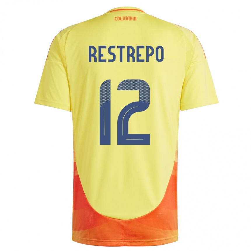 Women Football Colombia Valery Restrepo #12 Yellow Home Jersey 24-26 T-Shirt Canada