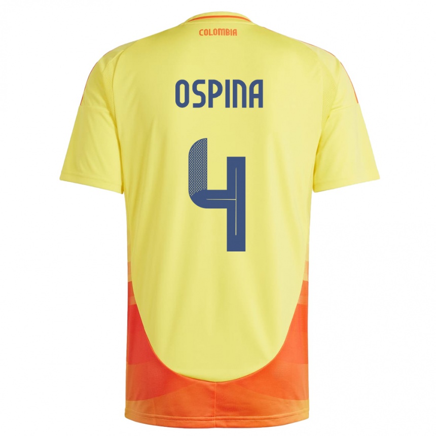 Women Football Colombia Diana Ospina #4 Yellow Home Jersey 24-26 T-Shirt Canada