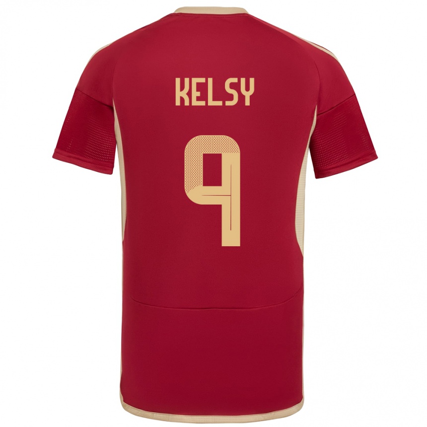 Women Football Venezuela Kevin Kelsy #9 Burgundy Home Jersey 24-26 T-Shirt Canada