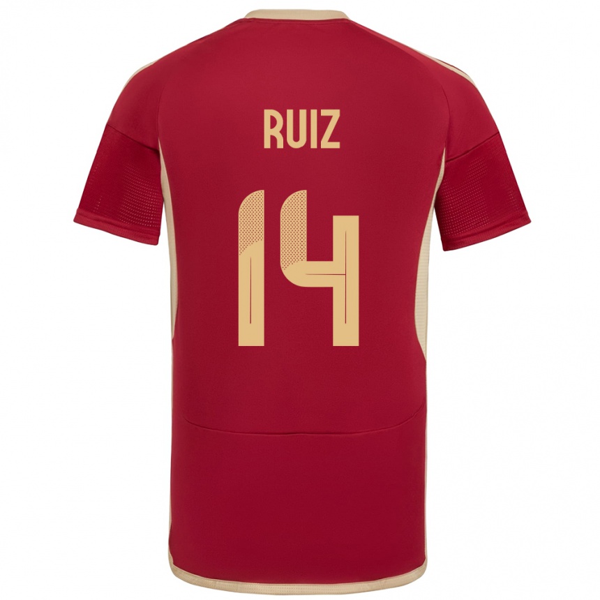 Women Football Venezuela Maicol Ruiz #14 Burgundy Home Jersey 24-26 T-Shirt Canada