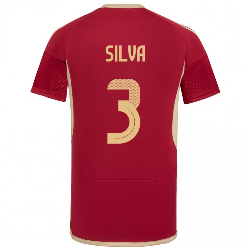 Women Football Venezuela Santiago Silva #3 Burgundy Home Jersey 24-26 T-Shirt Canada