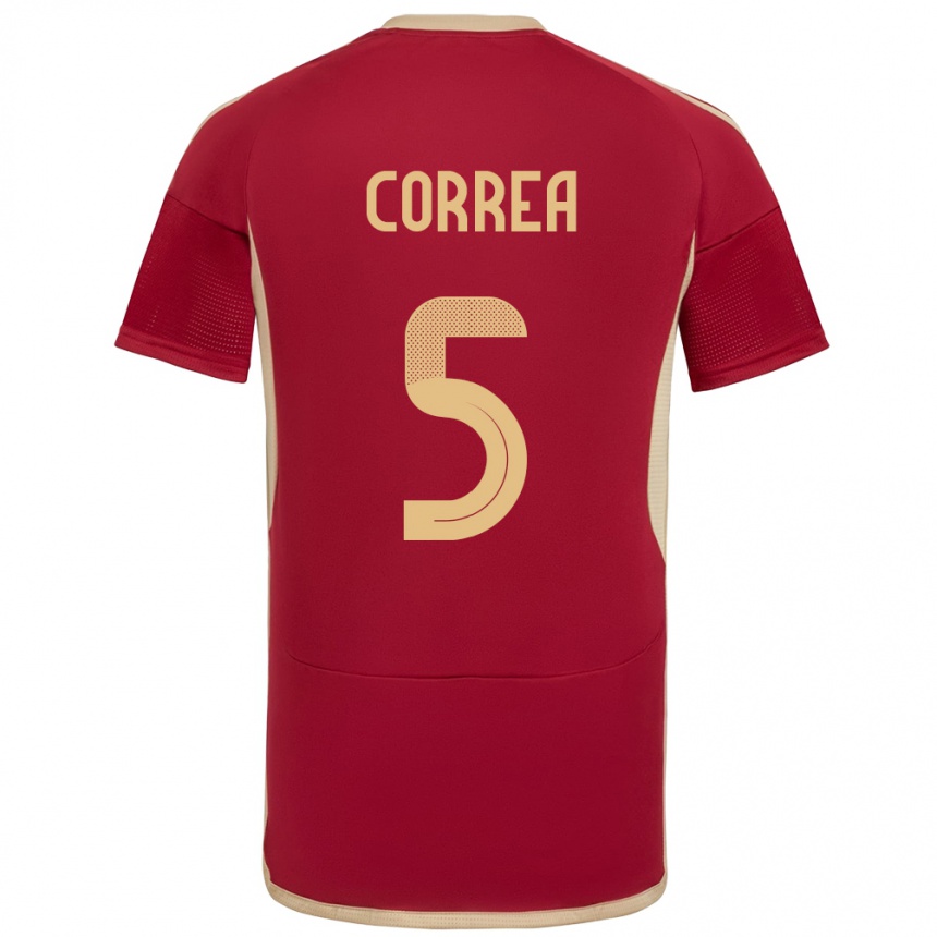 Women Football Venezuela José Correa #5 Burgundy Home Jersey 24-26 T-Shirt Canada