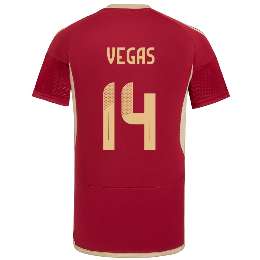 Women Football Venezuela Miguel Vegas #14 Burgundy Home Jersey 24-26 T-Shirt Canada