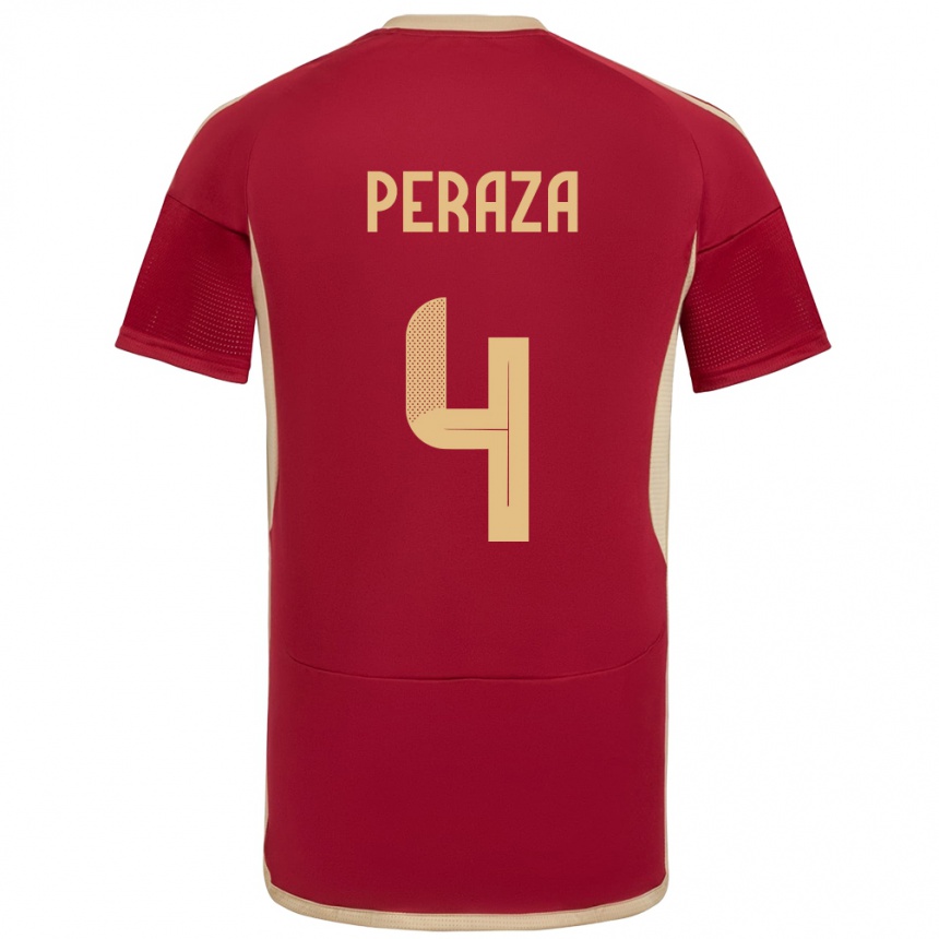 Women Football Venezuela María Peraza #4 Burgundy Home Jersey 24-26 T-Shirt Canada