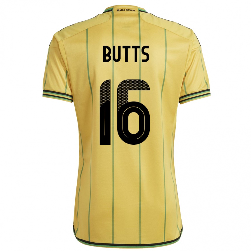 Women Football Jamaica Njeri Butts #16 Yellow Home Jersey 24-26 T-Shirt Canada