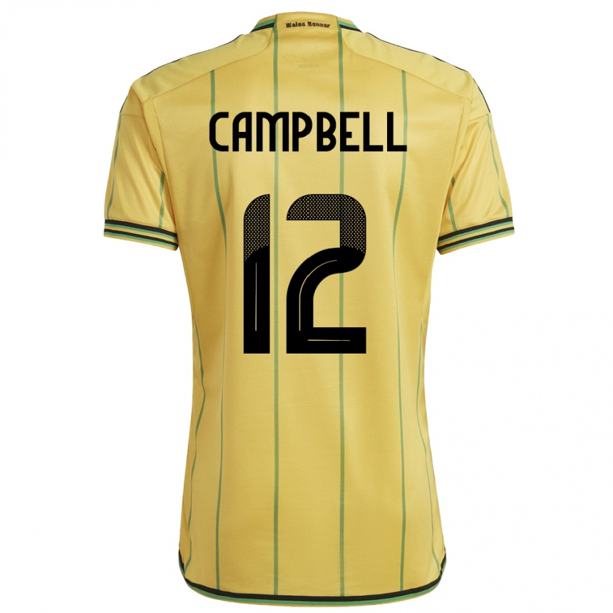 Women Football Jamaica Sashana Campbell #12 Yellow Home Jersey 24-26 T-Shirt Canada