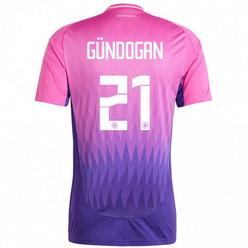 Women Football Germany Ilkay Gundogan #21 Pink Purple Away Jersey 24-26 T-Shirt Canada