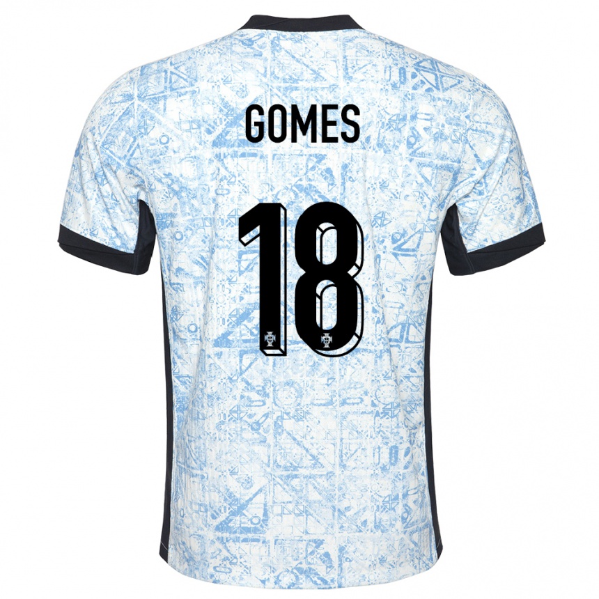 Women Football Portugal Andre Gomes #18 Cream Blue Away Jersey 24-26 T-Shirt Canada