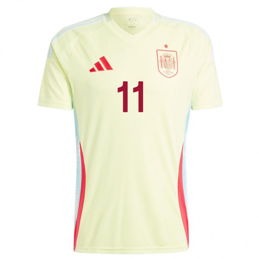 Women Football Spain David Mella #11 Yellow Away Jersey 24-26 T-Shirt Canada