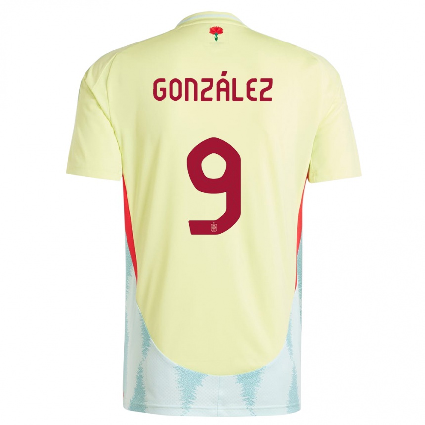 Women Football Spain Esther Gonzalez #9 Yellow Away Jersey 24-26 T-Shirt Canada