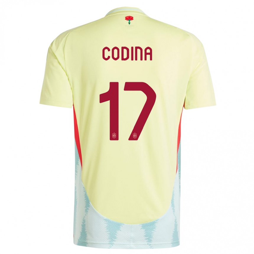 Women Football Spain Laia Codina #17 Yellow Away Jersey 24-26 T-Shirt Canada