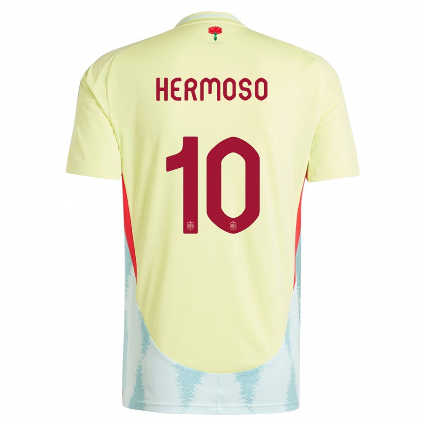 Women Football Spain Jennifer Hermoso #10 Yellow Away Jersey 24-26 T-Shirt Canada