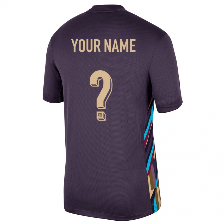 Women Football England Your Name #0 Dark Raisin Away Jersey 24-26 T-Shirt Canada