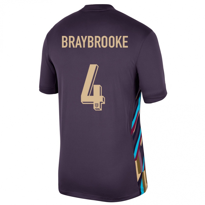 Women Football England Samuel Braybrooke #4 Dark Raisin Away Jersey 24-26 T-Shirt Canada