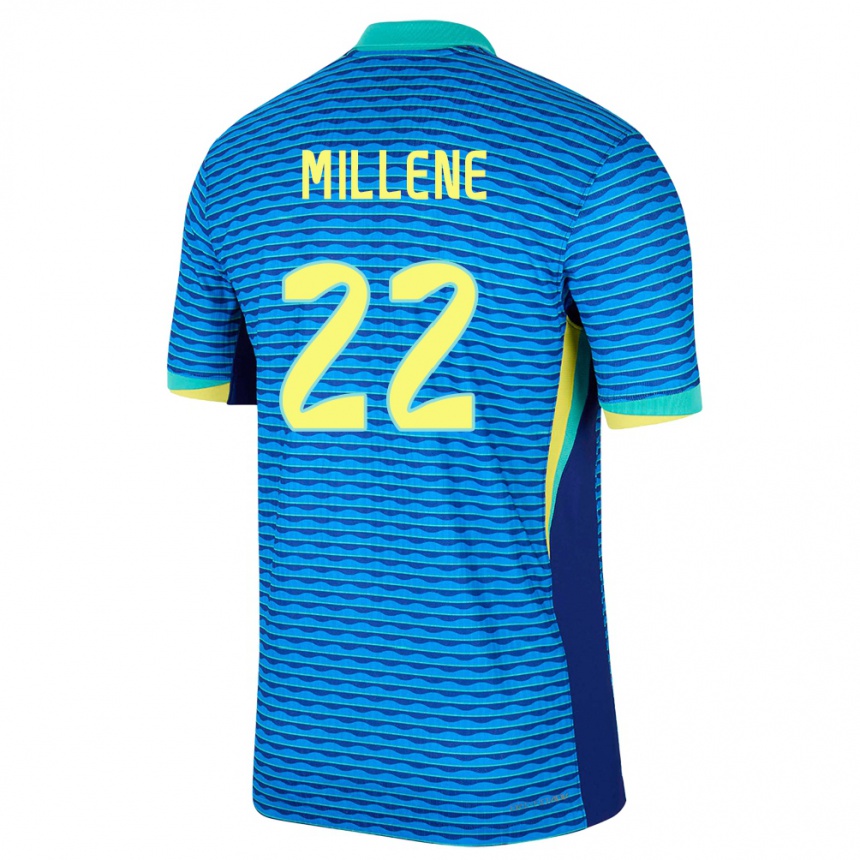 Women Football Brazil Millene #22 Blue Away Jersey 24-26 T-Shirt Canada