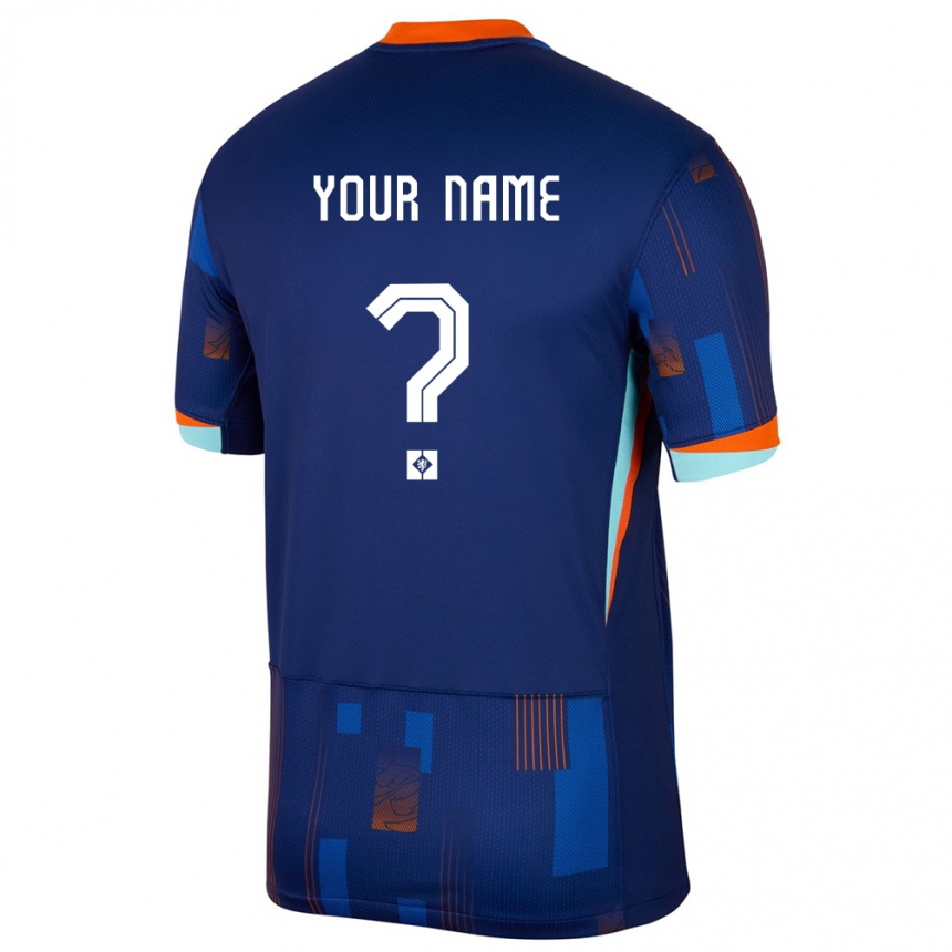 Women Football Netherlands Your Name #0 Blue Away Jersey 24-26 T-Shirt Canada