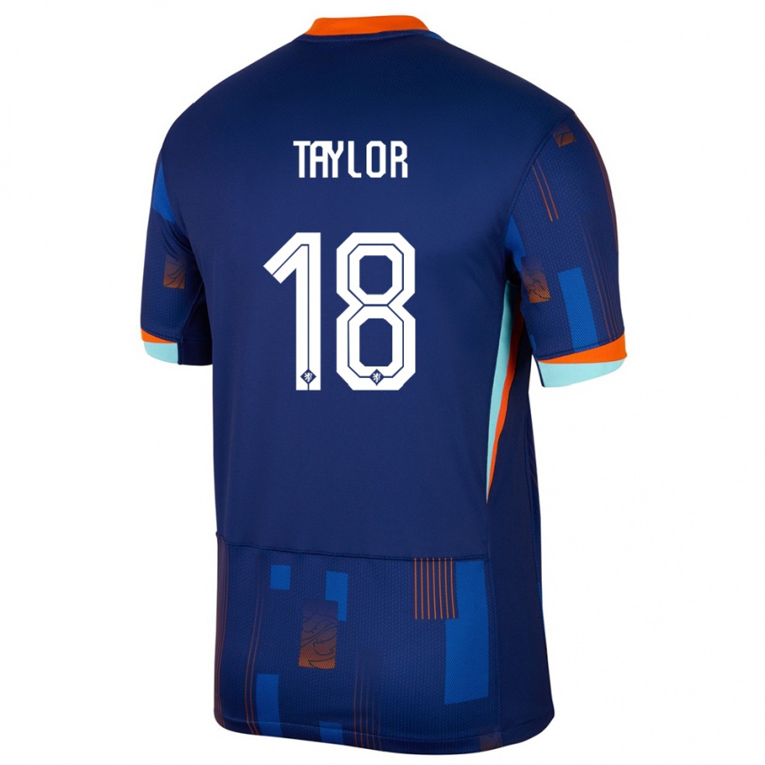 Women Football Netherlands Kenneth Taylor #18 Blue Away Jersey 24-26 T-Shirt Canada