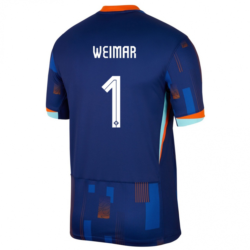 Women Football Netherlands Jacintha Weimar #1 Blue Away Jersey 24-26 T-Shirt Canada