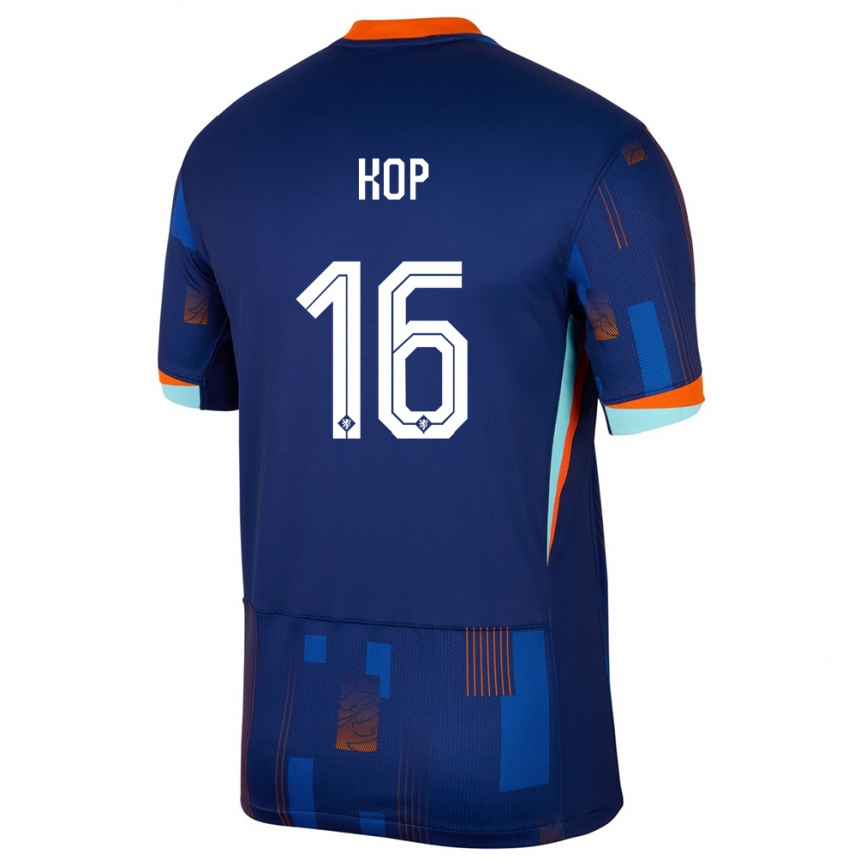 Women Football Netherlands Lize Kop #16 Blue Away Jersey 24-26 T-Shirt Canada