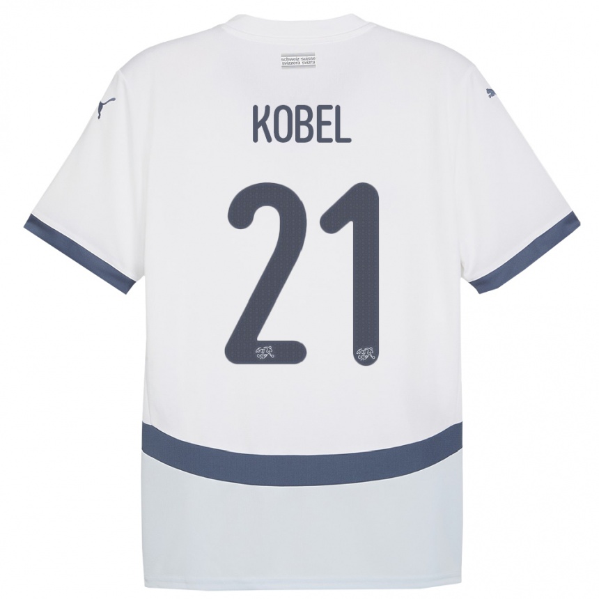 Women Football Switzerland Gregor Kobel #21 White Away Jersey 24-26 T-Shirt Canada