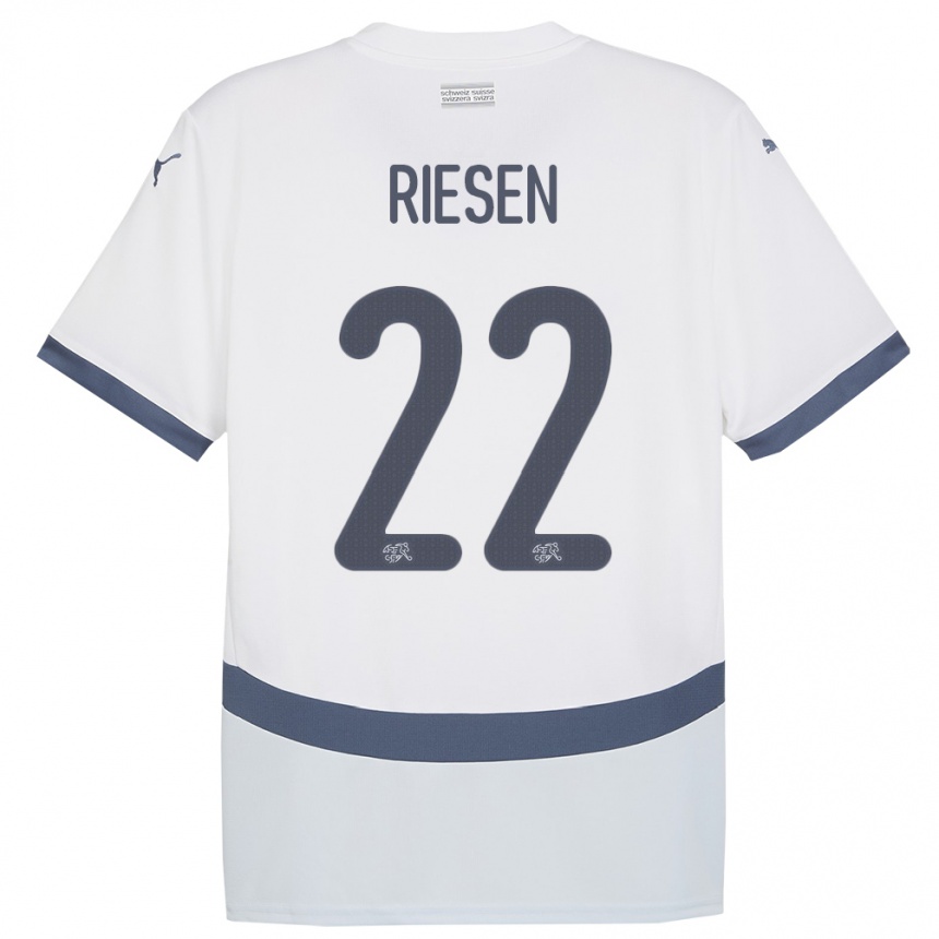 Women Football Switzerland Nadine Riesen #22 White Away Jersey 24-26 T-Shirt Canada