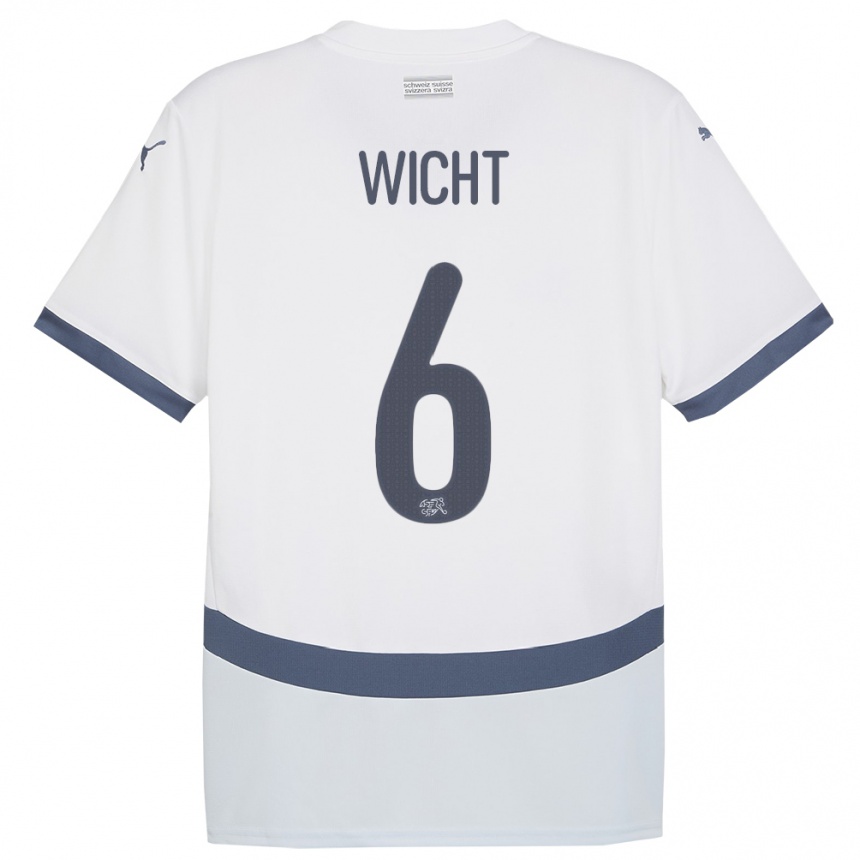 Women Football Switzerland Nathan Wicht #6 White Away Jersey 24-26 T-Shirt Canada