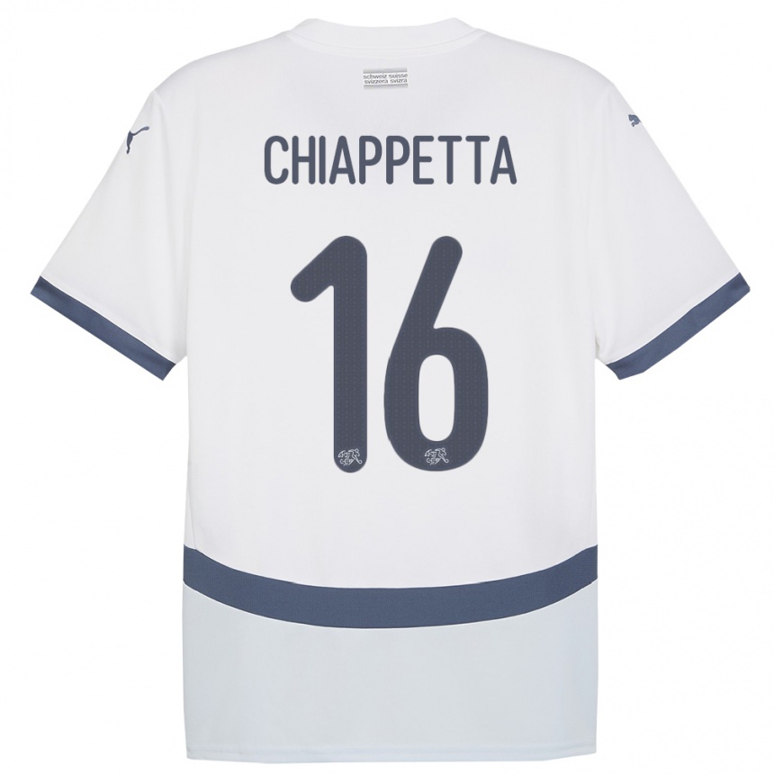 Women Football Switzerland Carmine Chiappetta #16 White Away Jersey 24-26 T-Shirt Canada