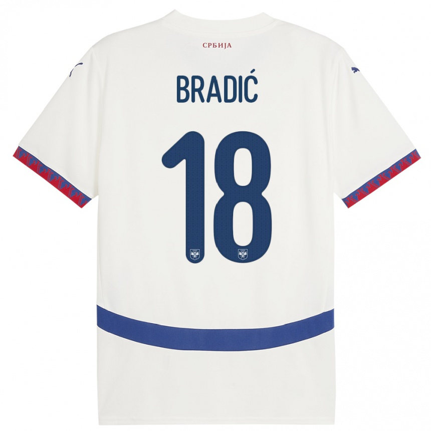 Women Football Serbia Biljana Bradic #18 White Away Jersey 24-26 T-Shirt Canada