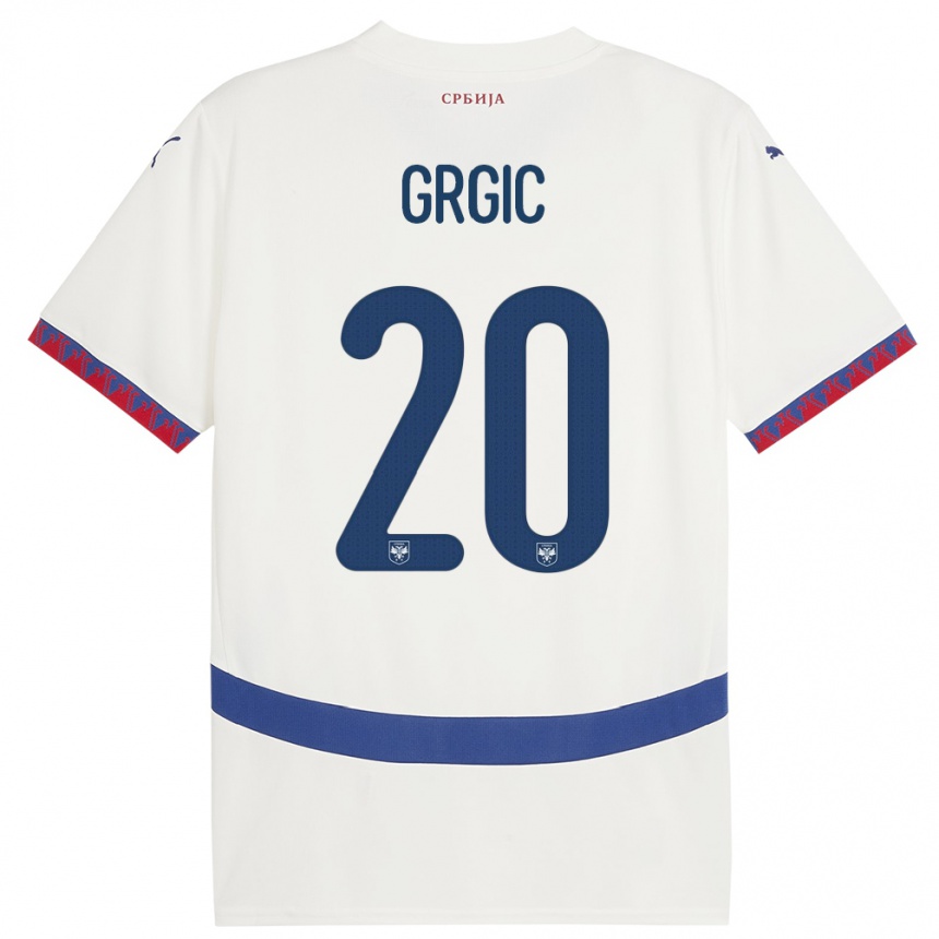 Women Football Serbia Dario Grgic #20 White Away Jersey 24-26 T-Shirt Canada