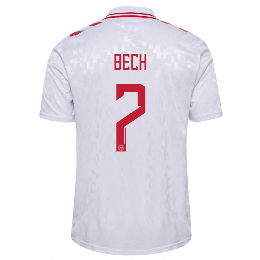 Women Football Denmark Tobias Bech #7 White Away Jersey 24-26 T-Shirt Canada