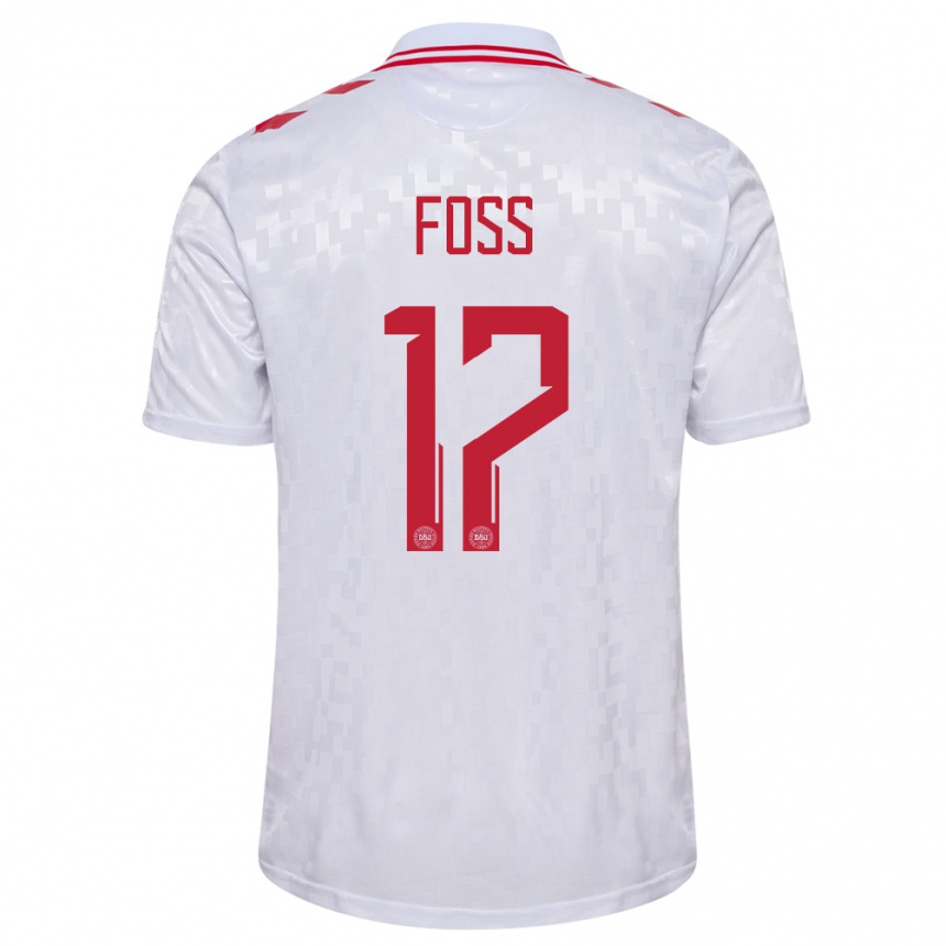 Women Football Denmark Jonathan Foss #17 White Away Jersey 24-26 T-Shirt Canada