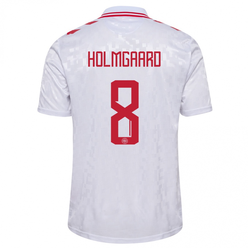 Women Football Denmark Sara Holmgaard #8 White Away Jersey 24-26 T-Shirt Canada