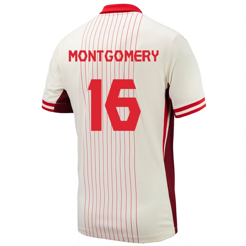 Women Football Canada Callum Montgomery #16 White Away Jersey 24-26 T-Shirt Canada