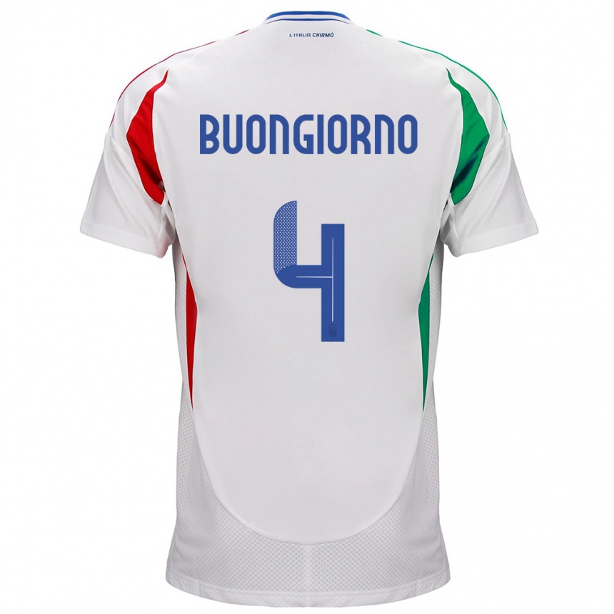 Women Football Italy Alessandro Buongiorno #4 White Away Jersey 24-26 T-Shirt Canada