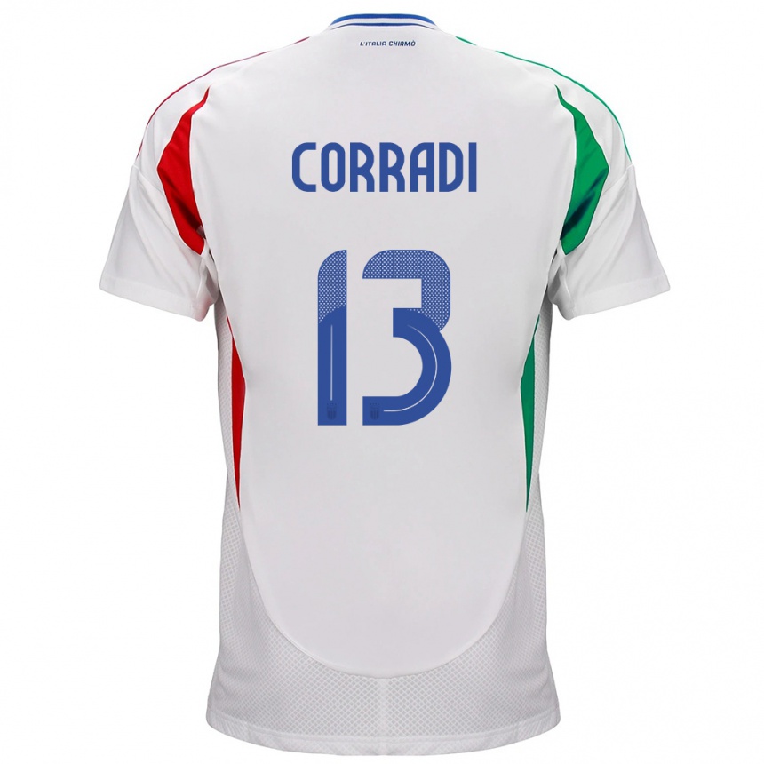 Women Football Italy Christian Corradi #13 White Away Jersey 24-26 T-Shirt Canada