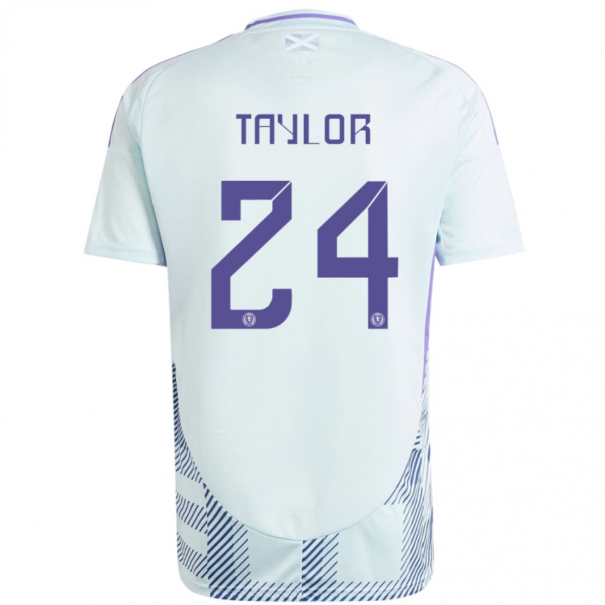 Women Football Scotland Greg Taylor #24 Light Mint Blue Away Jersey 24-26 T-Shirt Canada