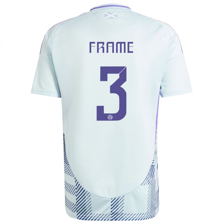 Women Football Scotland Mitchel Frame #3 Light Mint Blue Away Jersey 24-26 T-Shirt Canada