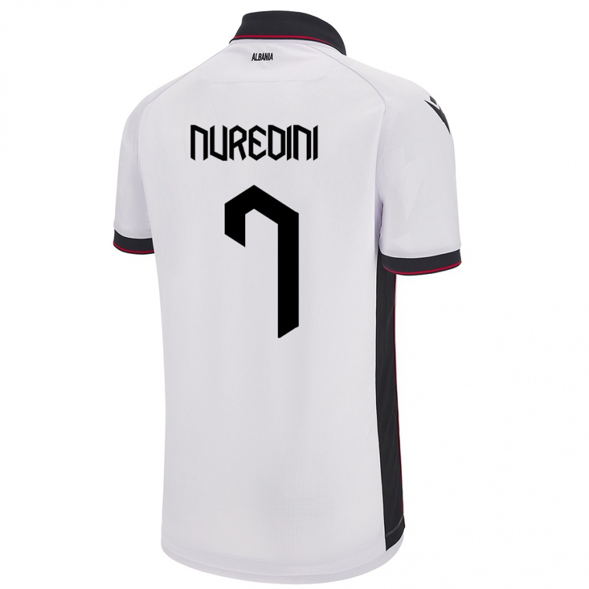 Women Football Albania Joi Nuredini #7 White Away Jersey 24-26 T-Shirt Canada