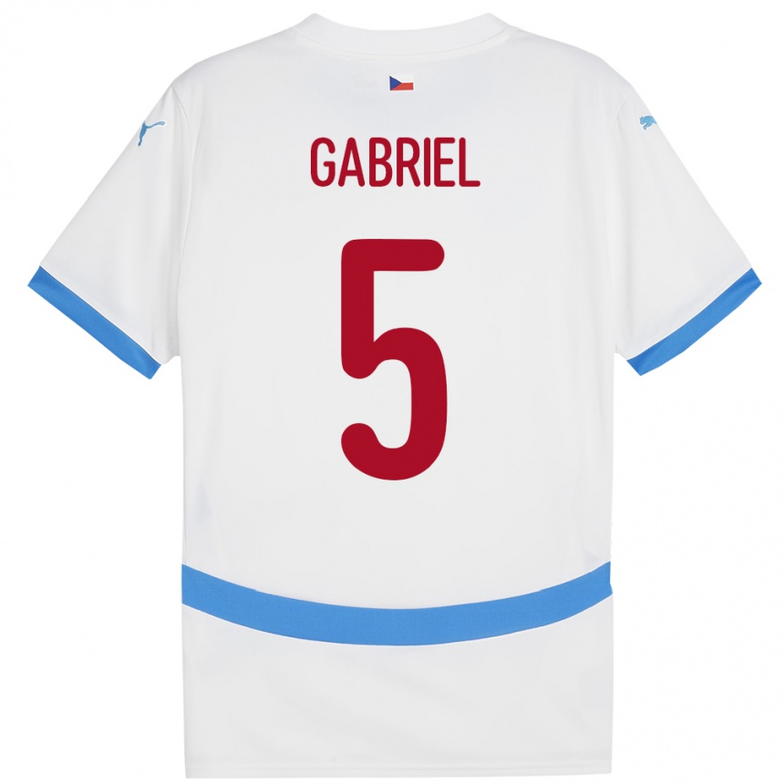 Women Football Czech Republic Adam Gabriel #5 White Away Jersey 24-26 T-Shirt Canada