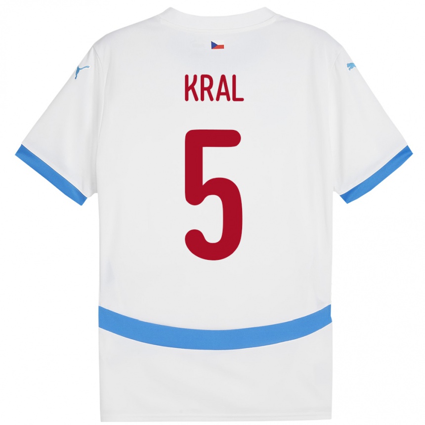 Women Football Czech Republic Tomas Kral #5 White Away Jersey 24-26 T-Shirt Canada